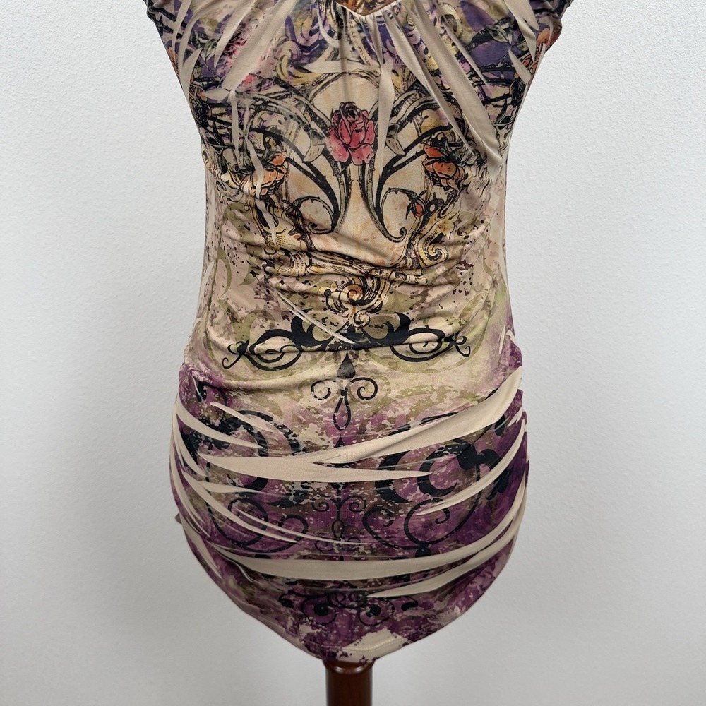 Vtg Y2K Body Central Top Womens M Rose Graphic Fairy Grunge Rock Dark Feminine - Picture 9 of 13